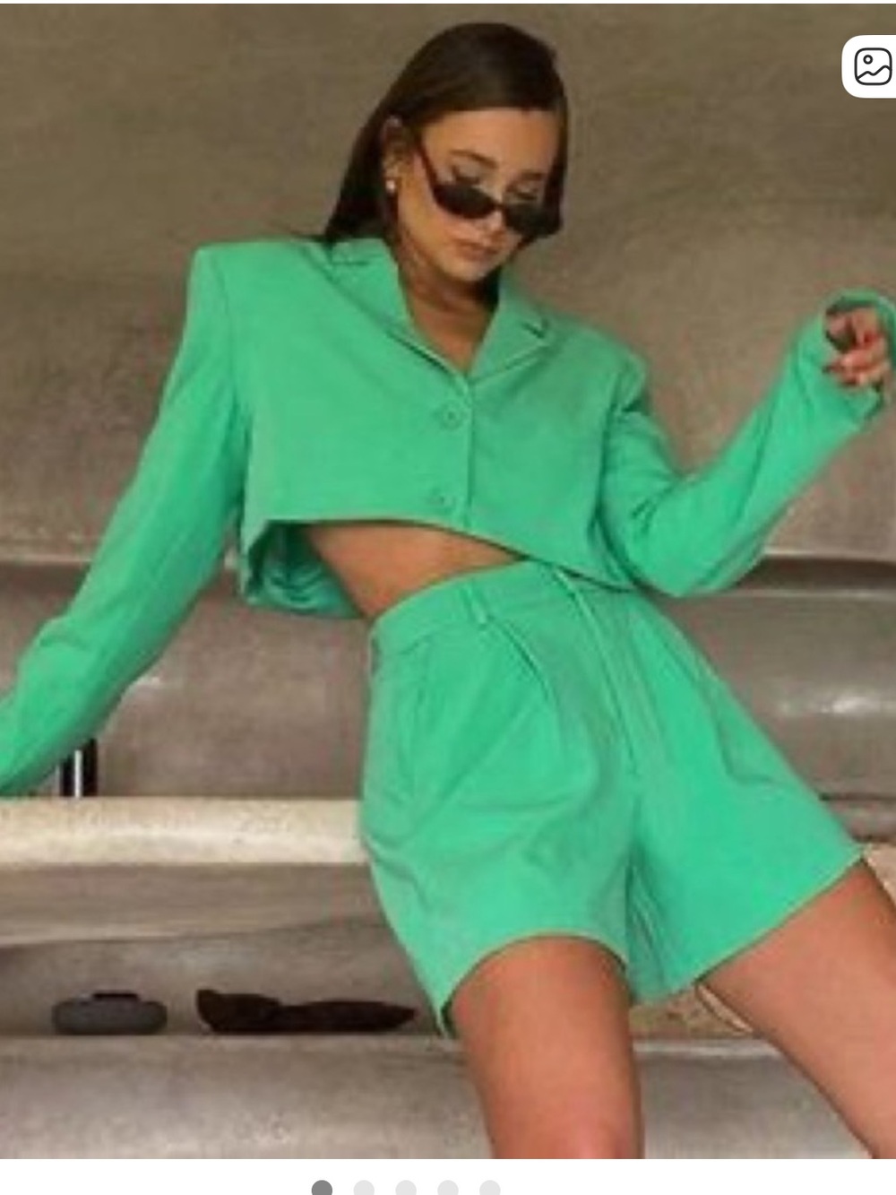 WeWoreWhat Mint Green Cropped Blazer & High-Waist Shorts Set